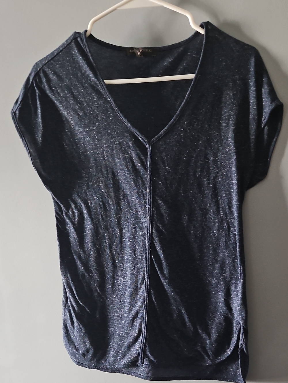 BANANA REPUBLIC Women's Navy V-Neck Short Sleeve Top